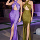 Purple-Olive Satin Cut Out Mermaid Gown BD7026 - Women Evening Formal Gown - Special Occasion