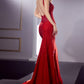 Red_1 Fitted Hot Stone Mermaid Gown CB119 - Women Evening Formal Gown - Special Occasion