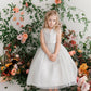 Silver Girl Dress with Glitter V-Neck Tulle Dress - AS5698