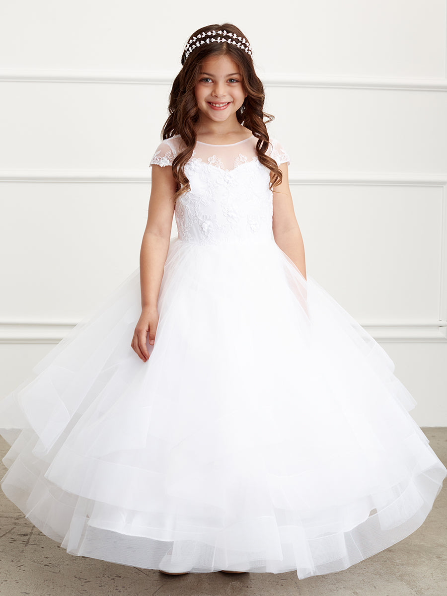 Flower girl dress with horsehair cheap trim