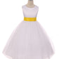 Yellow Girl Dress - Ivory Satin Sash Bow Girl Dress - AS411 Kids Dream
