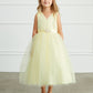 Yellow Girl Dress with Glitter V-Neck Tulle Dress - AS5698