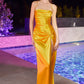 Yellow Satin Fitted Knot Gown BD111 - Women Evening Formal Gown - Special Occasion