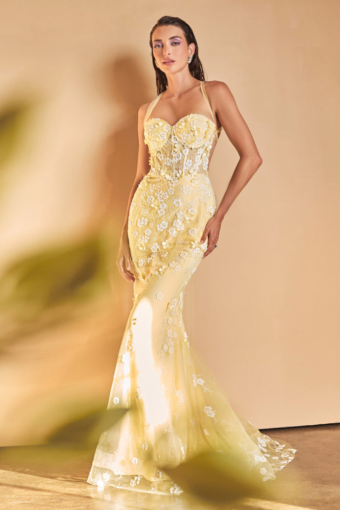 Embellished Daisy Mermaid Gown by Andrea & Leo Couture A1115 Penelope Gown - Special Occasion