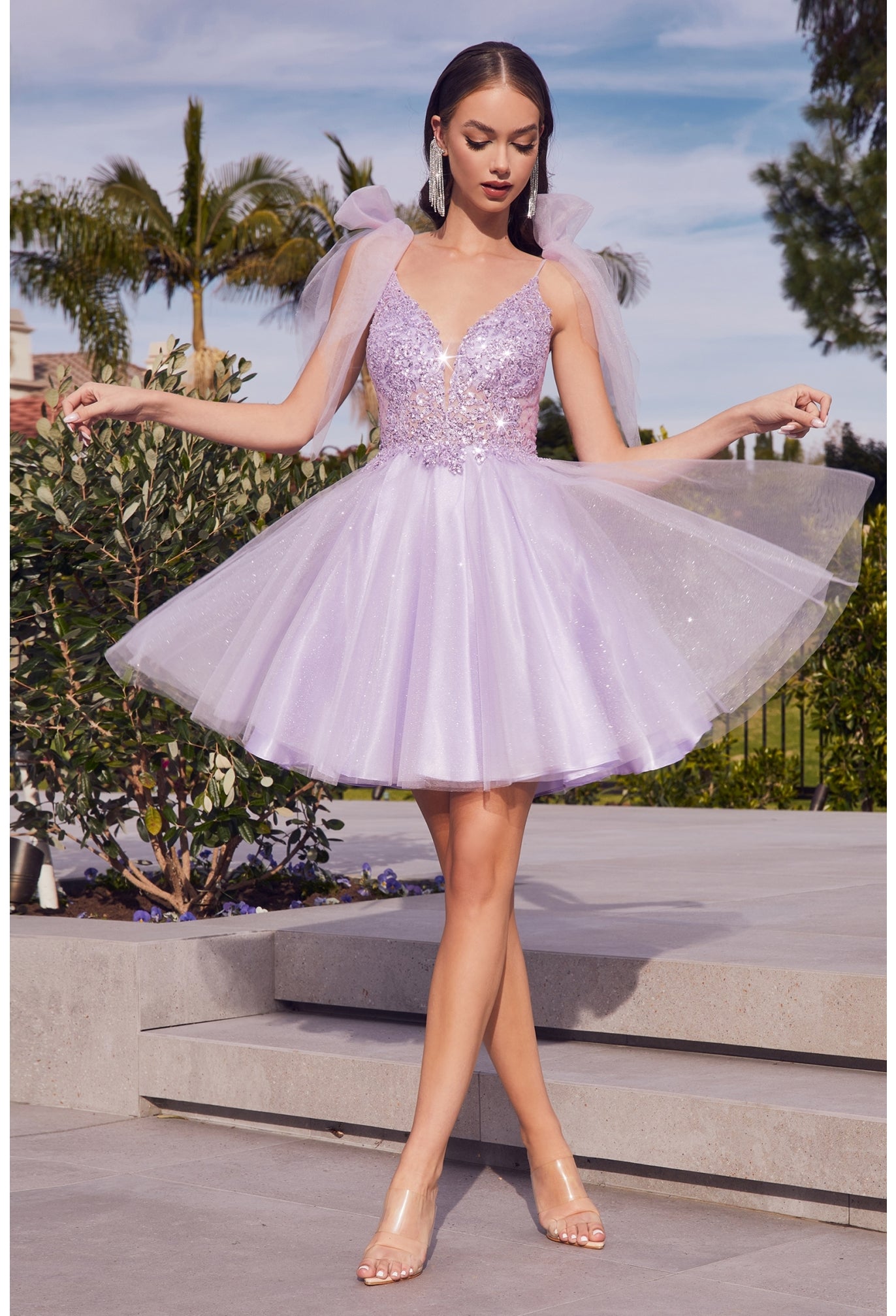 Cinderella Divine Off White Glitter Tulle Off Shoulder Corset Mini Dress