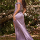 Off the Shoulder Floral Sheath Slit Women Gown by Cinderella Divine CD0186 - Special Occasion/Curves