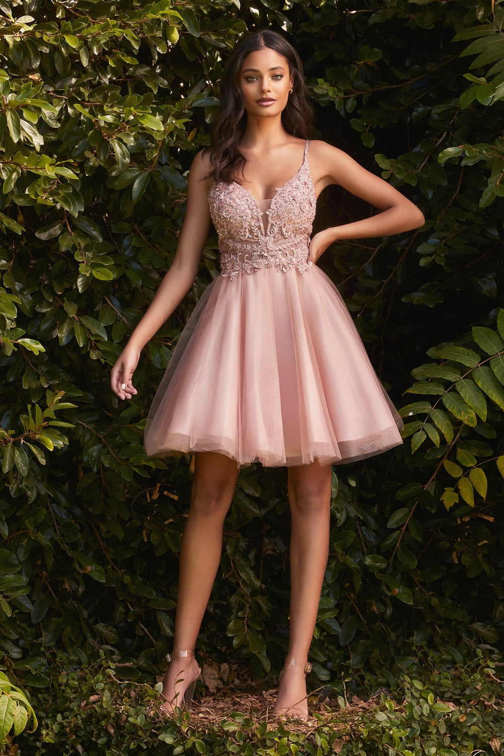 Floral Lace Bodice Tulle Cocktail Dress by Cinderella Divine CD0190 Ariststyles Floral Lace Bodice Tulle Cocktail Dress by Cinderella Divine CD0190 Ariststyles