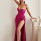Glitter Corset Cowl Slit Gown By Ladivine CD254 - Women Evening Formal Gown - Special Occasion