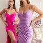 Satin Sheath Corset Slit Gown By Ladivine CD3208 - Women Evening Formal Gown - Special Occasion