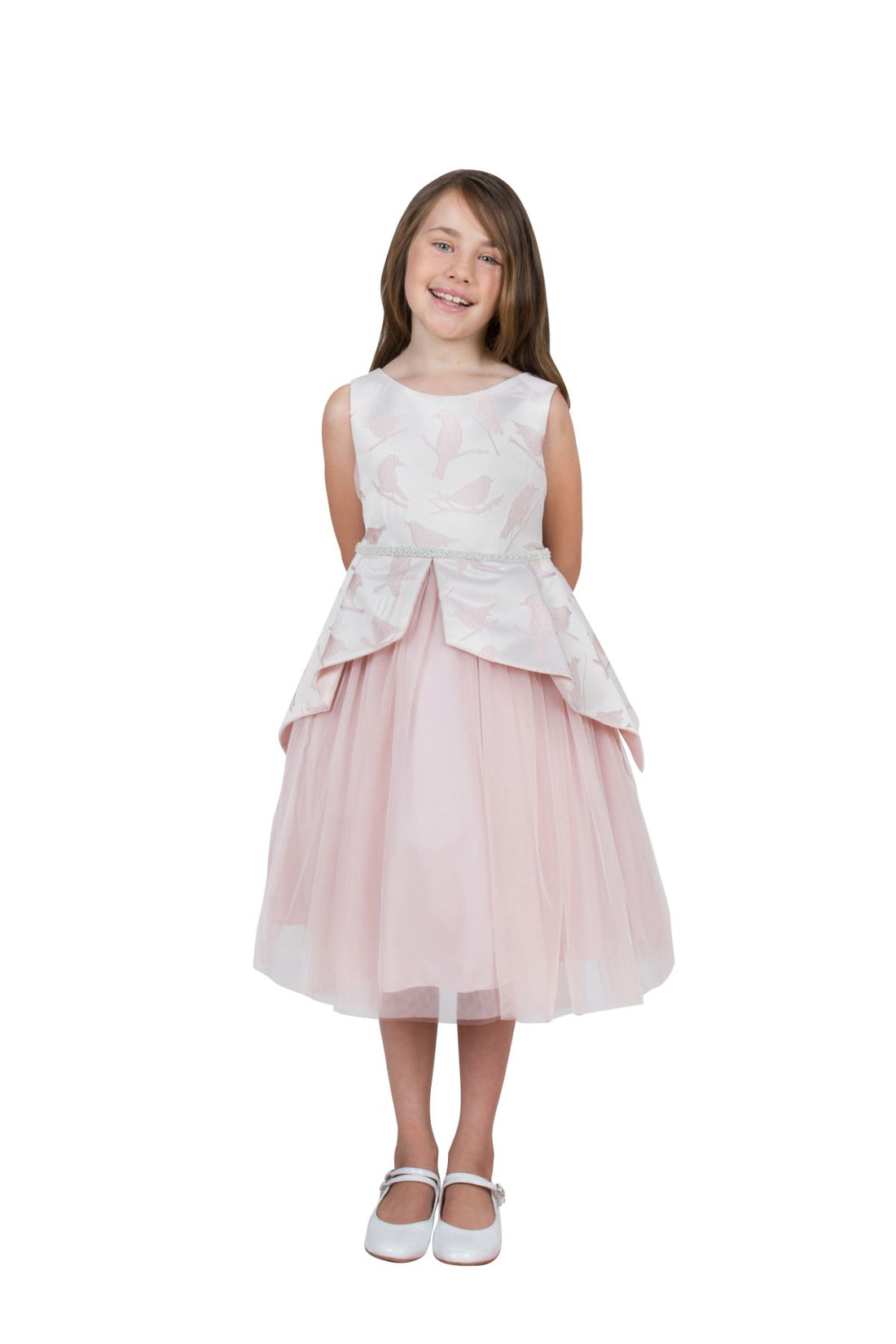 peplum dress for teens SK_931LB - Light Blue Cap Sleeve Lace Peplum Dress with Satin and Tulle - Sweet Kids - Flower Girl Dresses