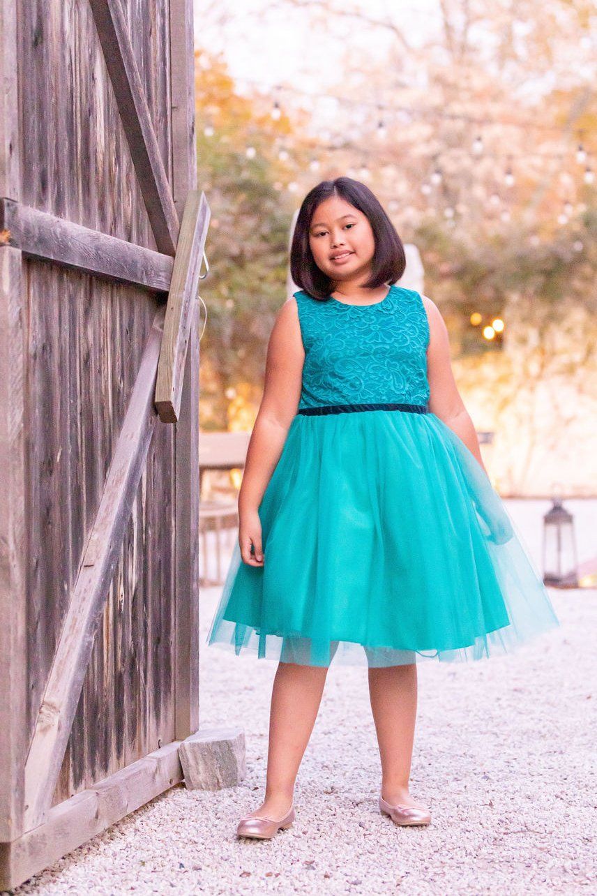 Stretch Lace Tulle Velvet Trim Girl Party Dress Plus Size by AS528+ Kids Dream - Girl Formal Dresses Navy / 20.5 Stretch Lace Tulle Velvet Trim Girl Party Dress Plus Size by AS528+ Kids Dream - Girl Formal Dresses Navy / 20.5