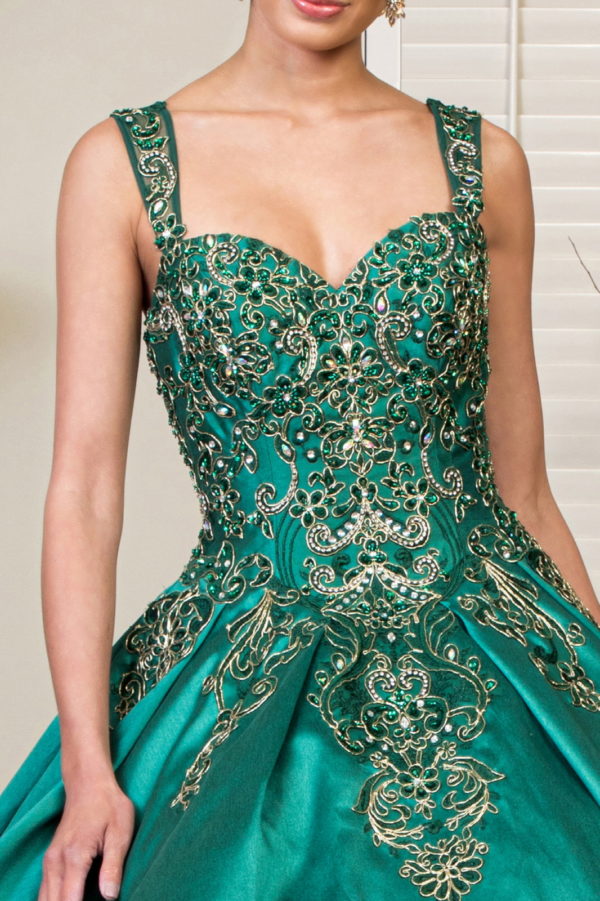 Elizabeth K - GL1930 - Embroidered Strap Satin Quinceanera Dress