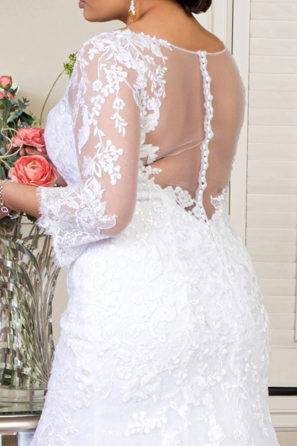 GL1932 GLS by Gloria - V-Neck Floral Embroidery Mermaid Bridal Gown