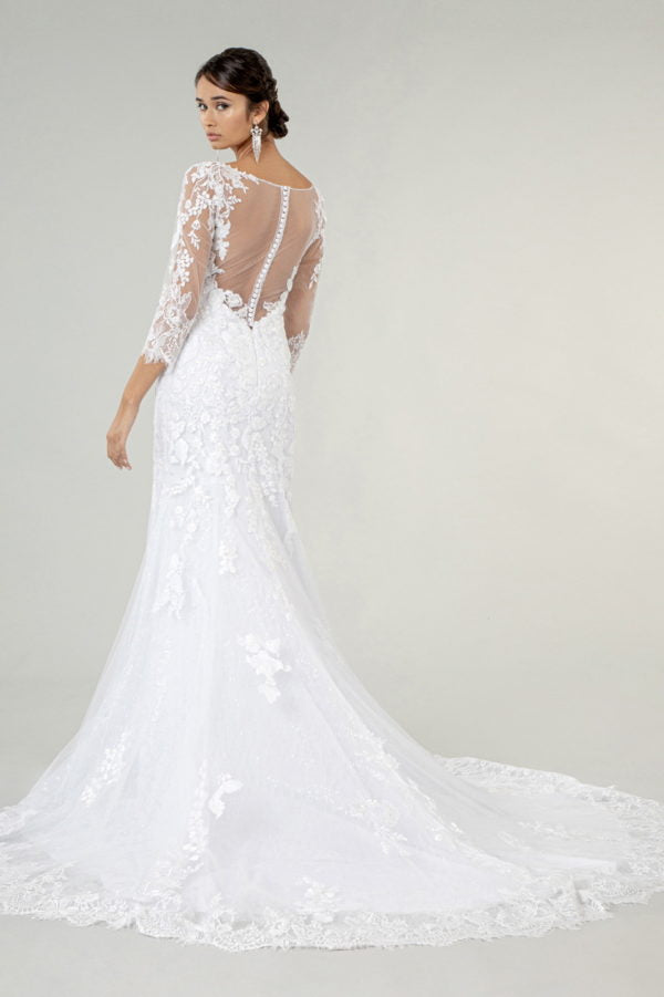 GL1932 GLS by Gloria - V-Neck Floral Embroidery Mermaid Bridal Gown