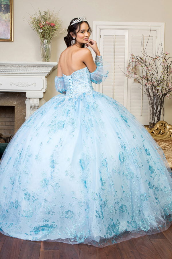 Elizabeth K - GL1944 - Embroidered Glitter Strapless Quinceanera Dress