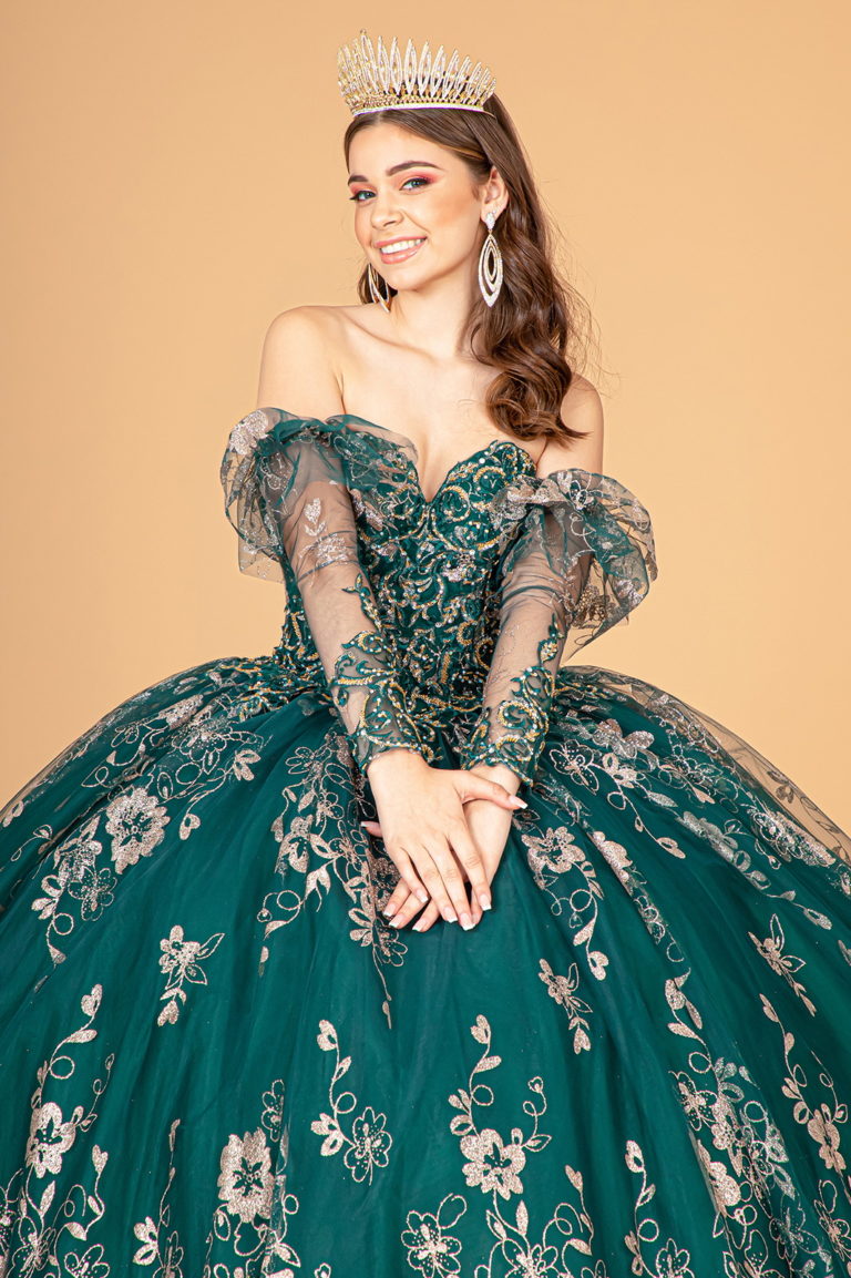 Elizabeth K - GL1944 - Embroidered Glitter Strapless Quinceanera Dress