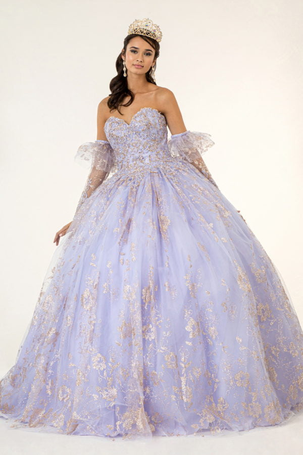 Elizabeth K - GL1944 - Embroidered Glitter Strapless Quinceanera Dress