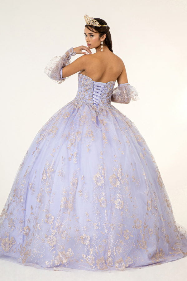 Elizabeth K - GL1944 - Embroidered Glitter Strapless Quinceanera Dress