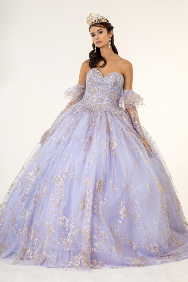 Elizabeth K - GL1944 - Embroidered Glitter Strapless Quinceanera Dress