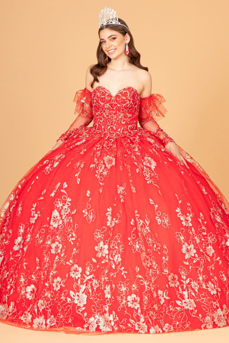 Elizabeth K - GL1944 - Embroidered Glitter Strapless Quinceanera Dress