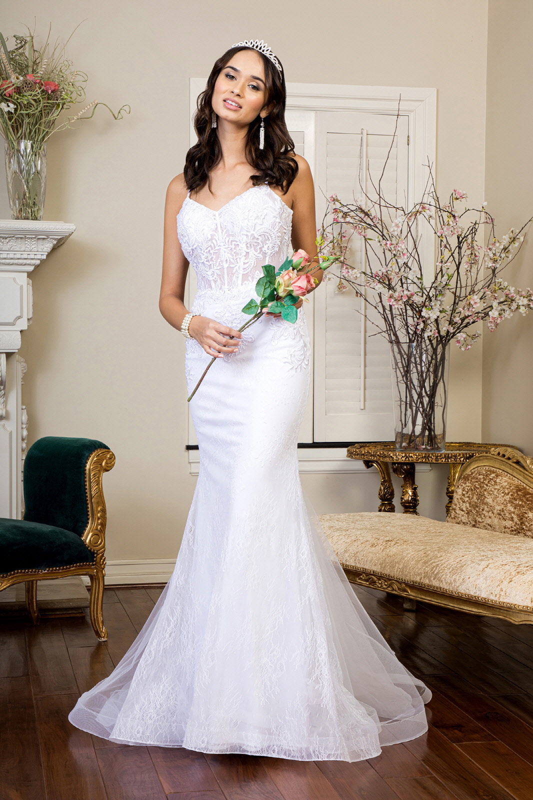 Sheer Bodice Mermaid Wedding Dresses