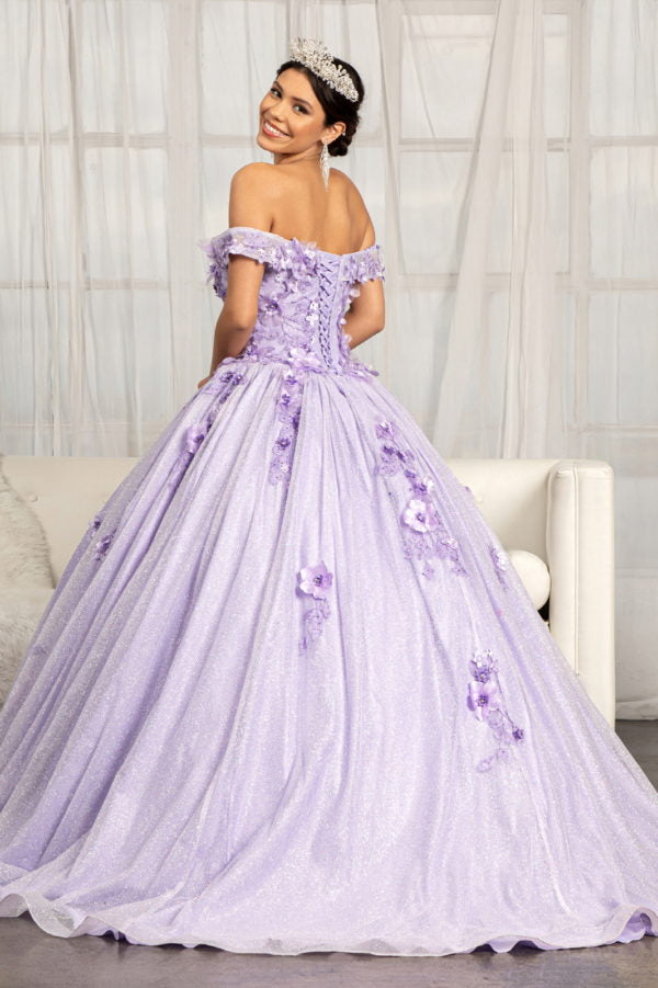 Elizabeth K - GL1971 - Floral Applique Jewel Embellished Ballgown Quinceanera Dress