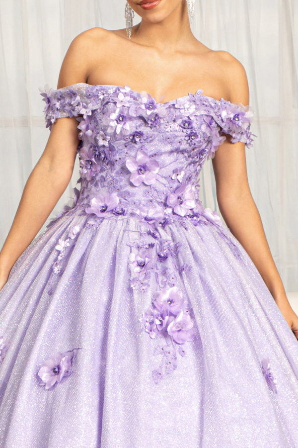 Elizabeth K - GL1971 - Floral Applique Jewel Embellished Ballgown Quinceanera Dress