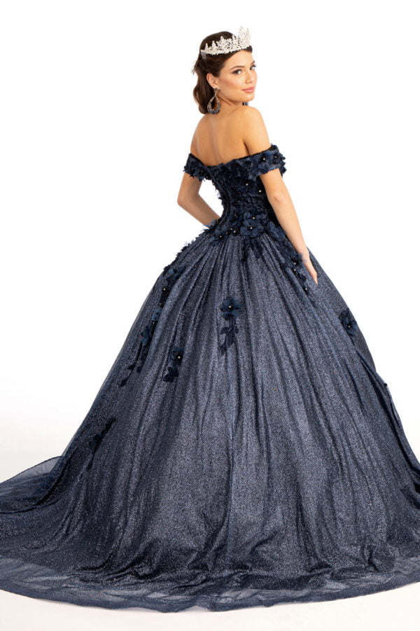 Elizabeth K - GL1971 - Floral Applique Jewel Embellished Ballgown Quinceanera Dress