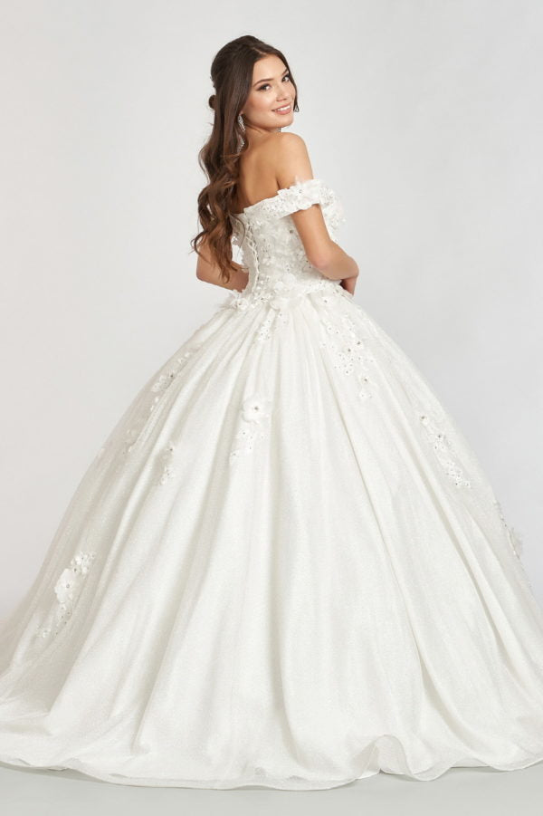 Elizabeth K - GL1971 - Floral Applique Jewel Embellished Ballgown Quinceanera Dress