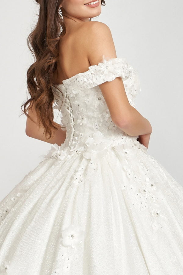 Elizabeth K - GL1971 - Floral Applique Jewel Embellished Ballgown Quinceanera Dress