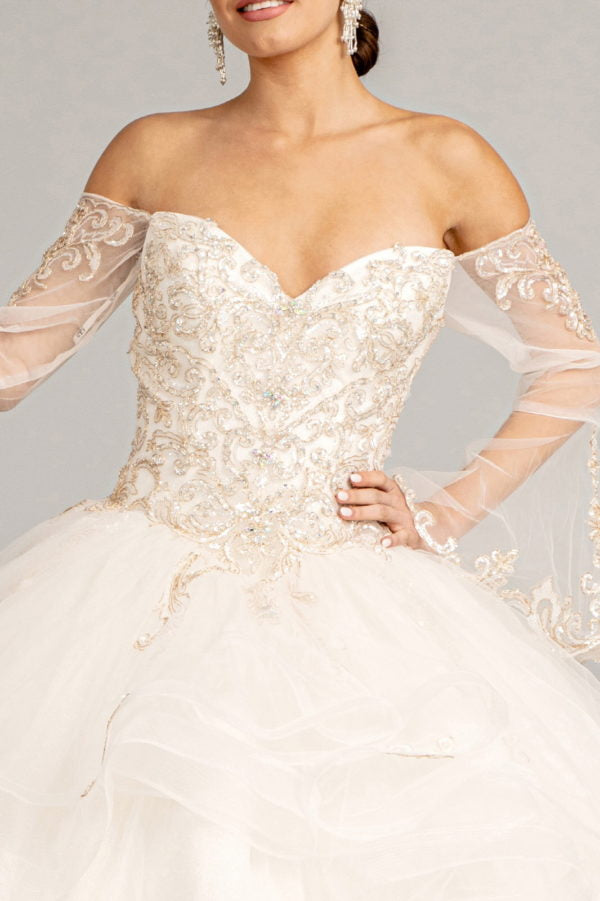Elizabeth K - GL1976 - Sweetheart Neck Cut-Away Shoulder Quinceanera Dress