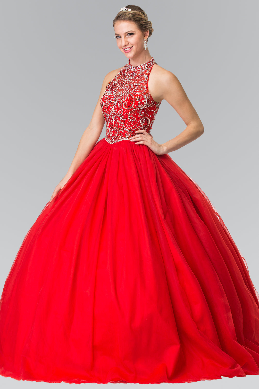 Elizabeth K - GL2206 - Mesh High Neck Quinceanera Dress