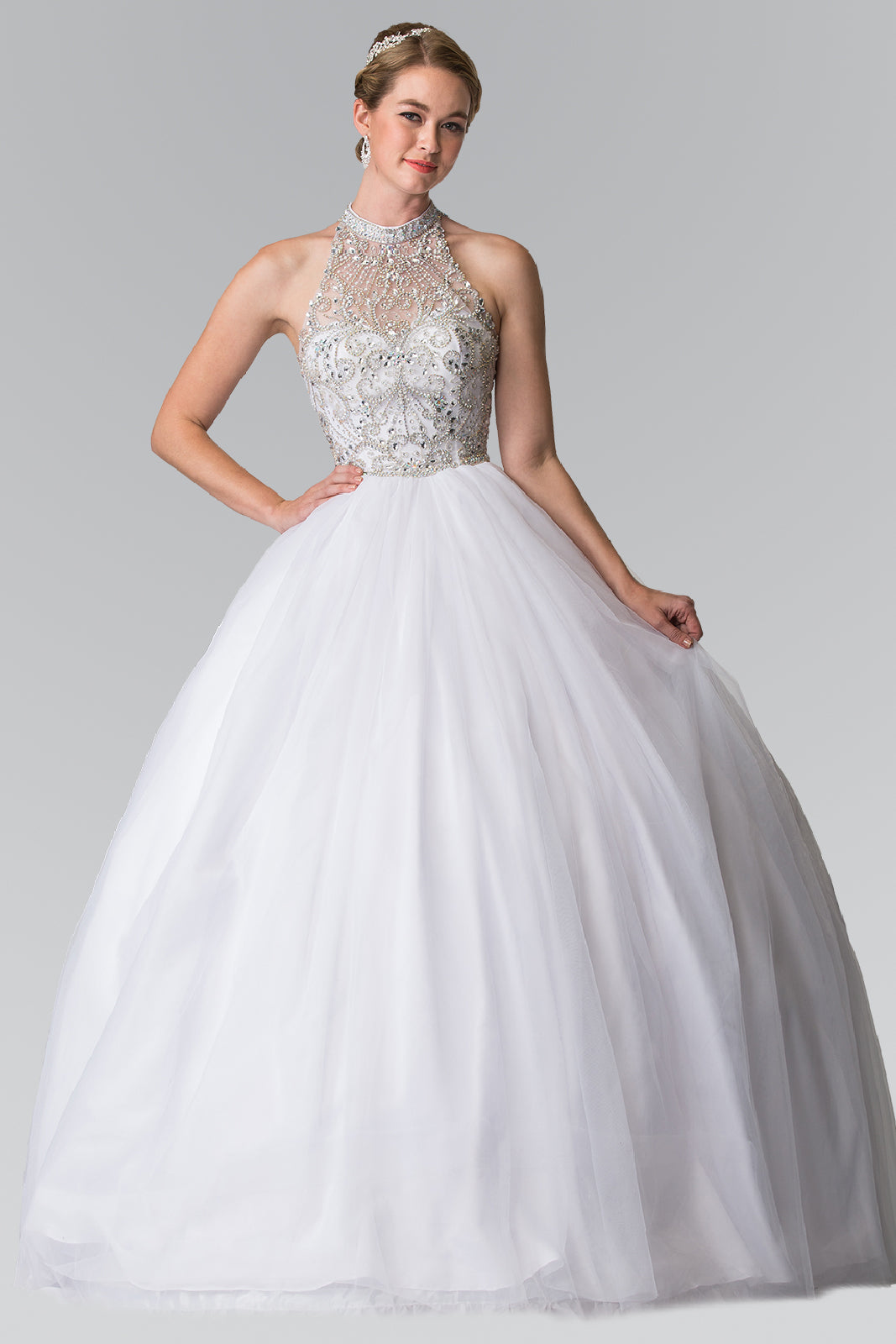 Elizabeth K - GL2206 - Mesh High Neck Quinceanera Dress