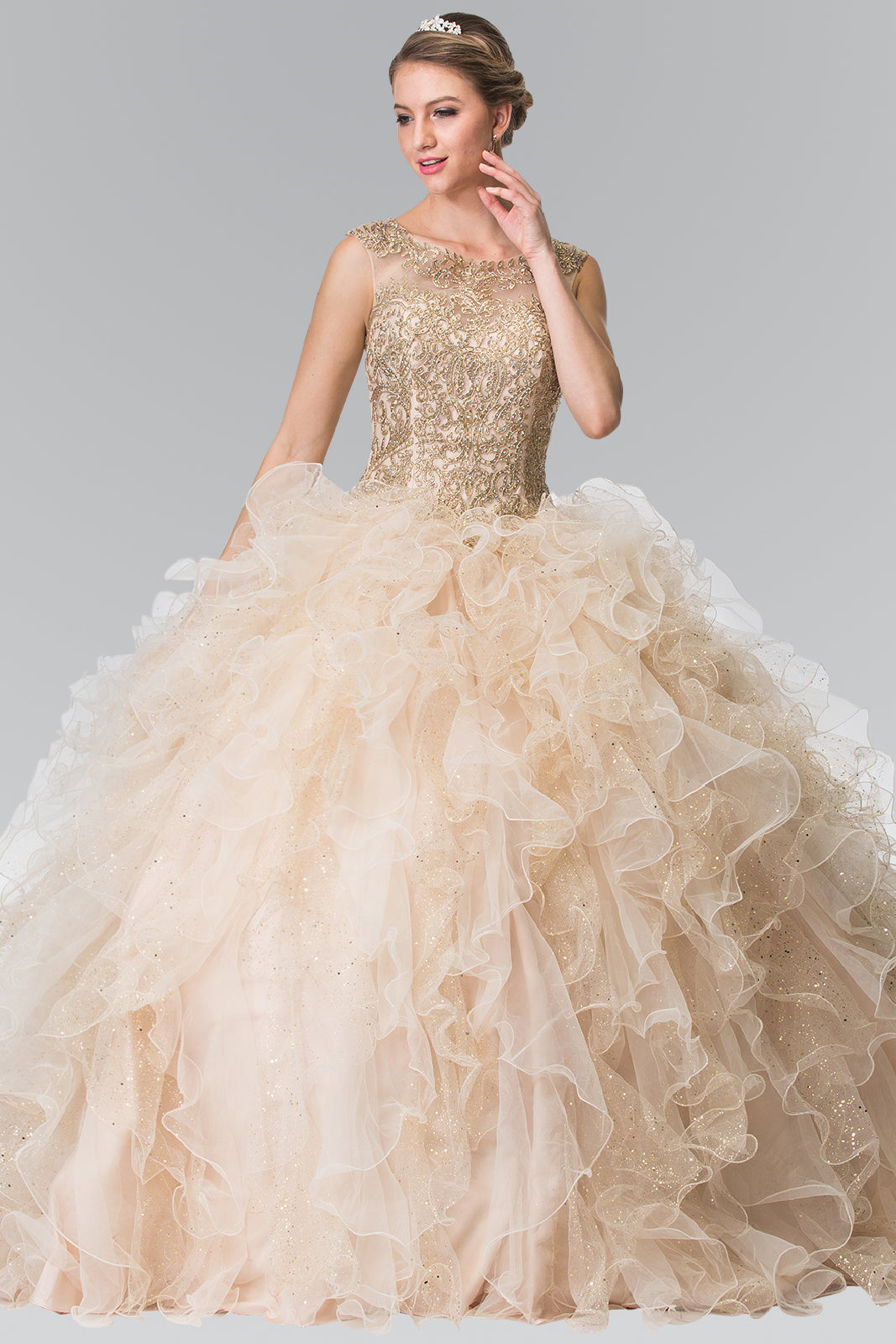Elizabeth K - GL2208 - Embellished Illusion Sweetheart Quinceanera Dress