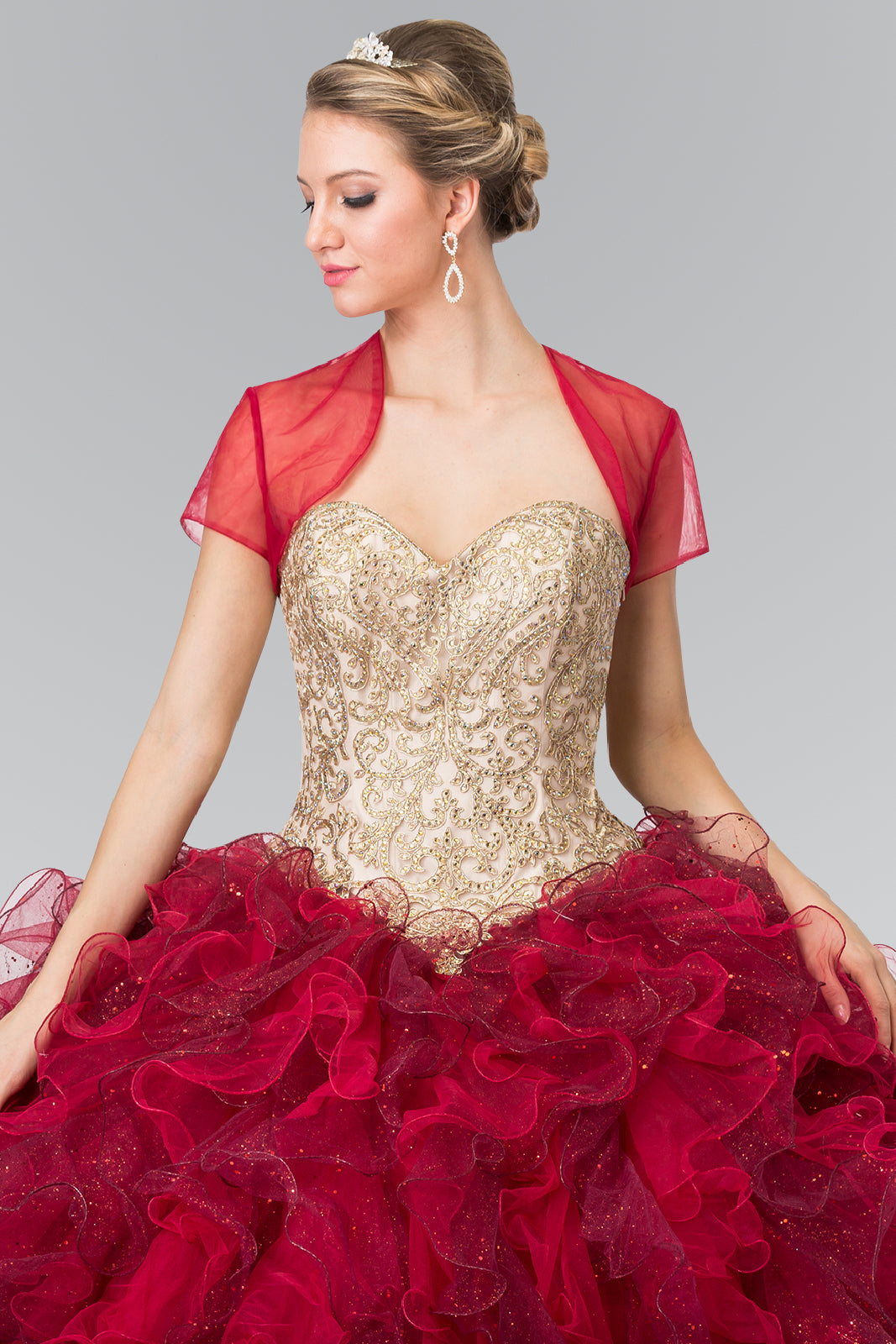 Elizabeth K - GL2211 - Embellished Tulle Strapless Quinceanera Dress