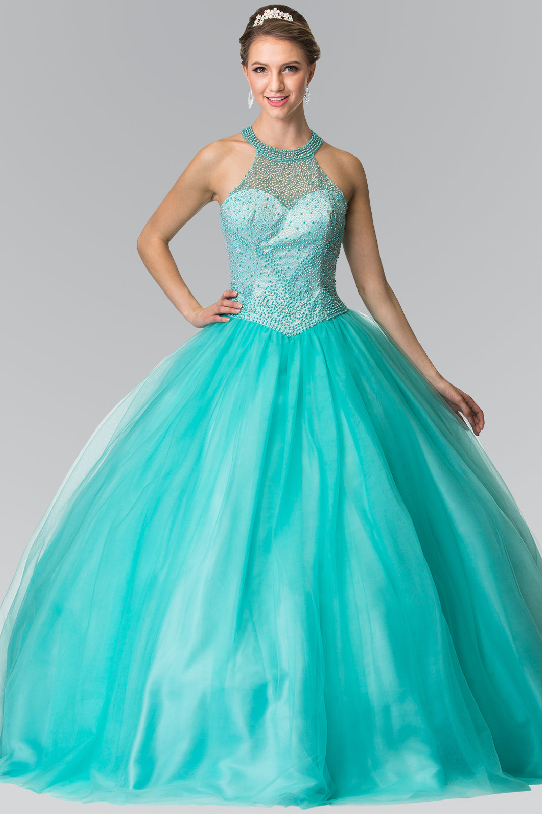 Elizabeth K - GL2309 - Illusion Sweathearted Tulle Quinceanera Dress