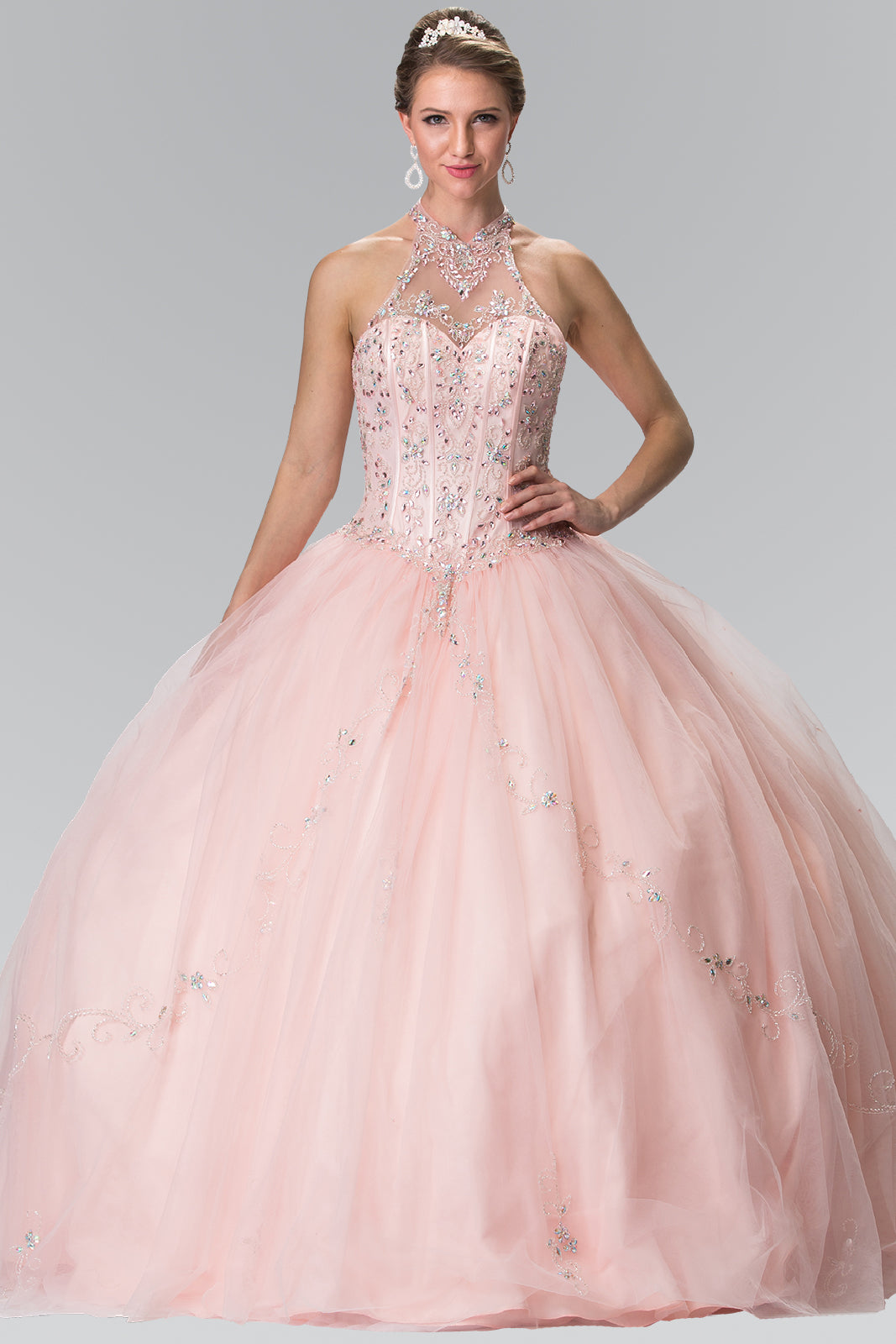 Elizabeth K - GL2348 - Embellished Sleeveless Tulle Quinceanera Dress