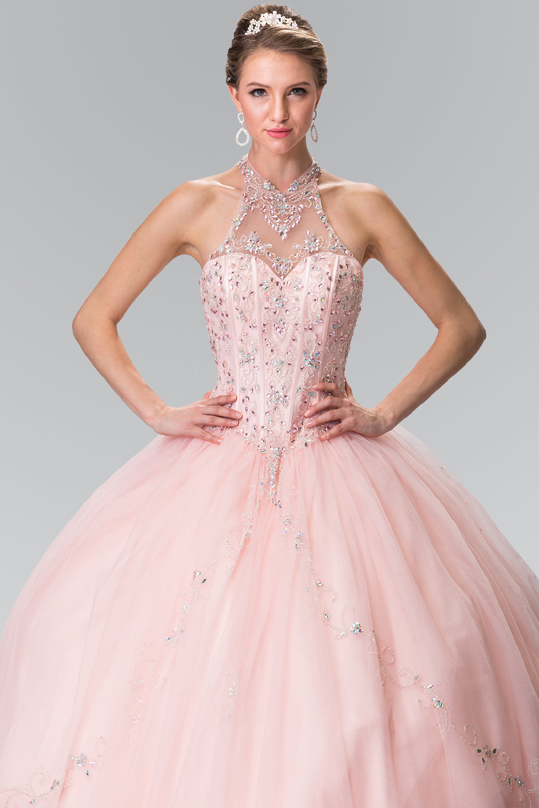 Elizabeth K - GL2348 - Embellished Sleeveless Tulle Quinceanera Dress