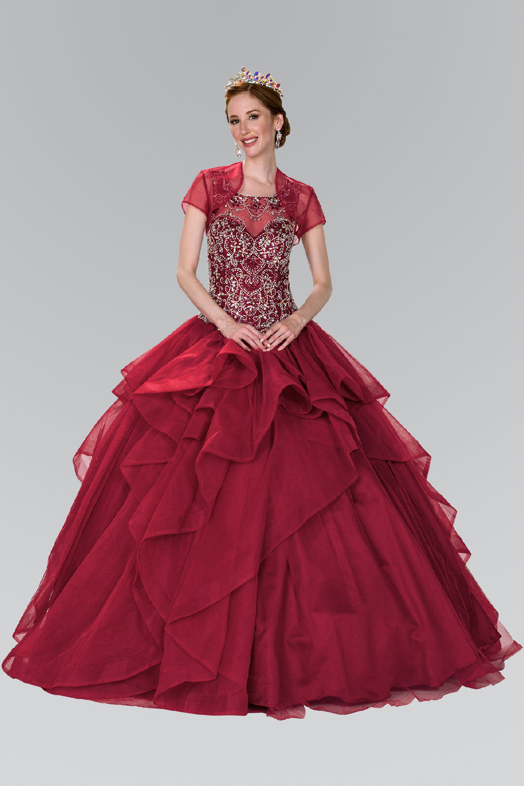 Elizabeth K - GL2378 - Illusion Sweetheart Neck Quinceanera Dress