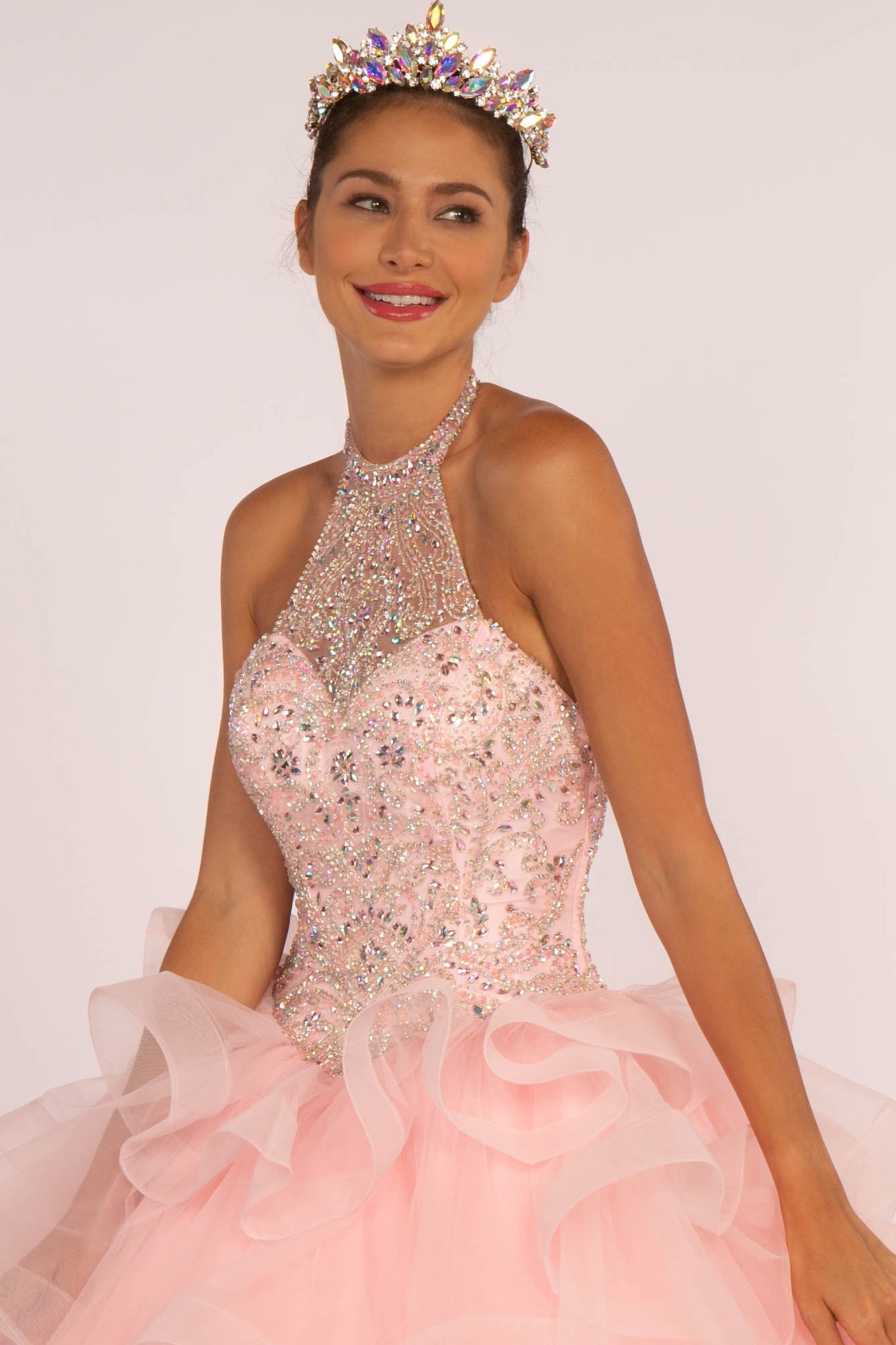 Elizabeth K - GL2512 - Embellished Halter Neck Quinceanera Dress
