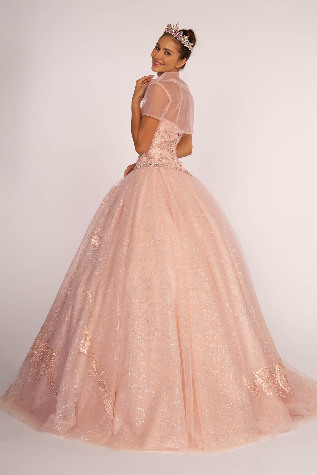 Elizabeth K - GL2600 - Illusion Sweetheart Glitter Quinceanera Dress
