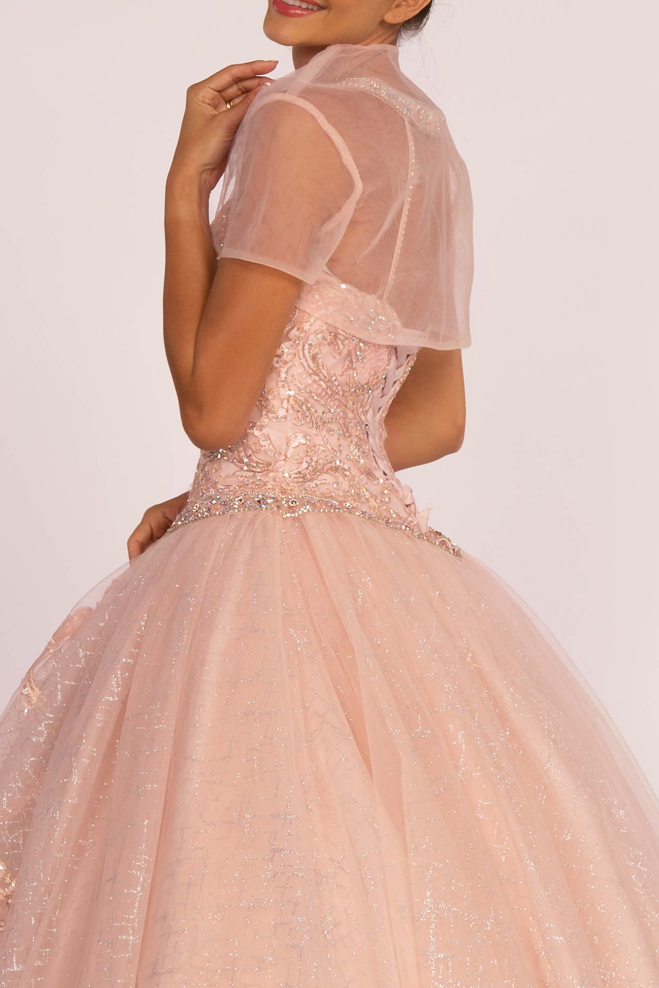 Elizabeth K - GL2600 - Illusion Sweetheart Glitter Quinceanera Dress