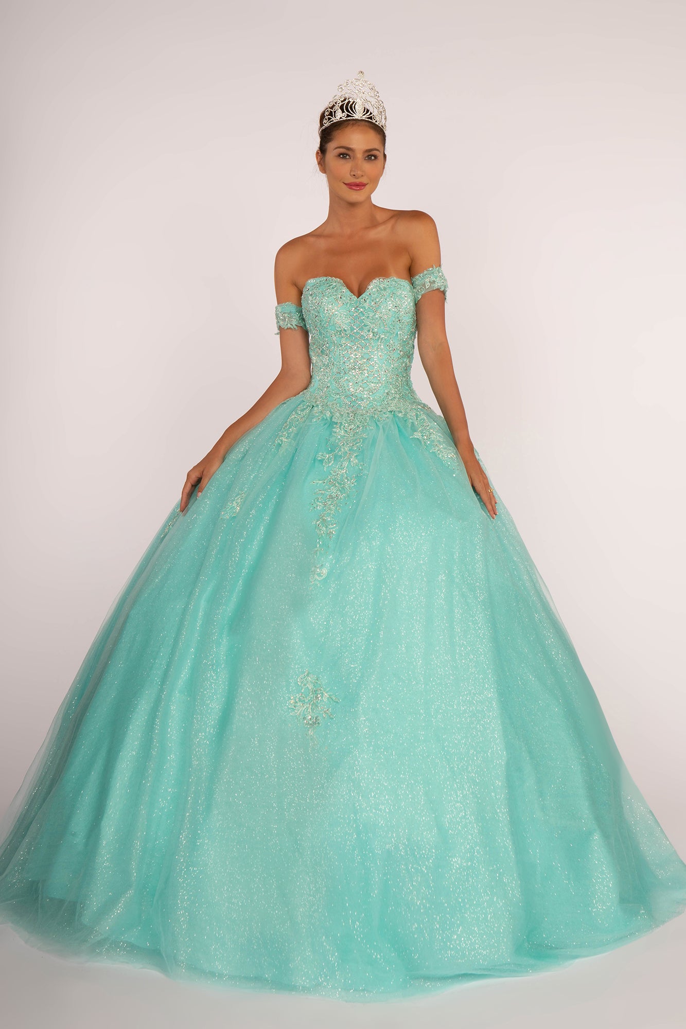 Elizabeth K - GL2604 - Mesh Jewel Sweetheart Neck Quinceanera Dress