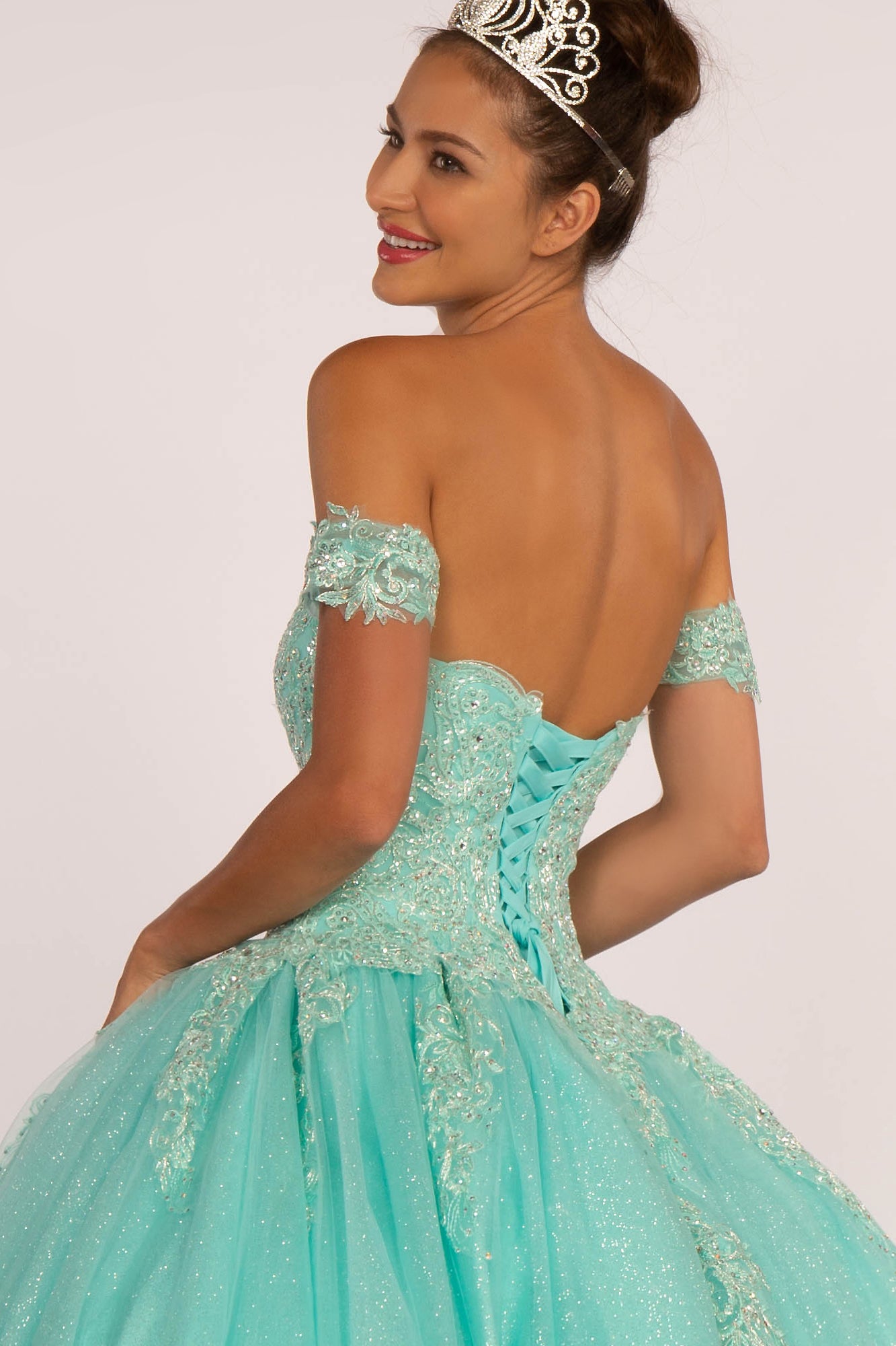 Elizabeth K - GL2604 - Mesh Jewel Sweetheart Neck Quinceanera Dress
