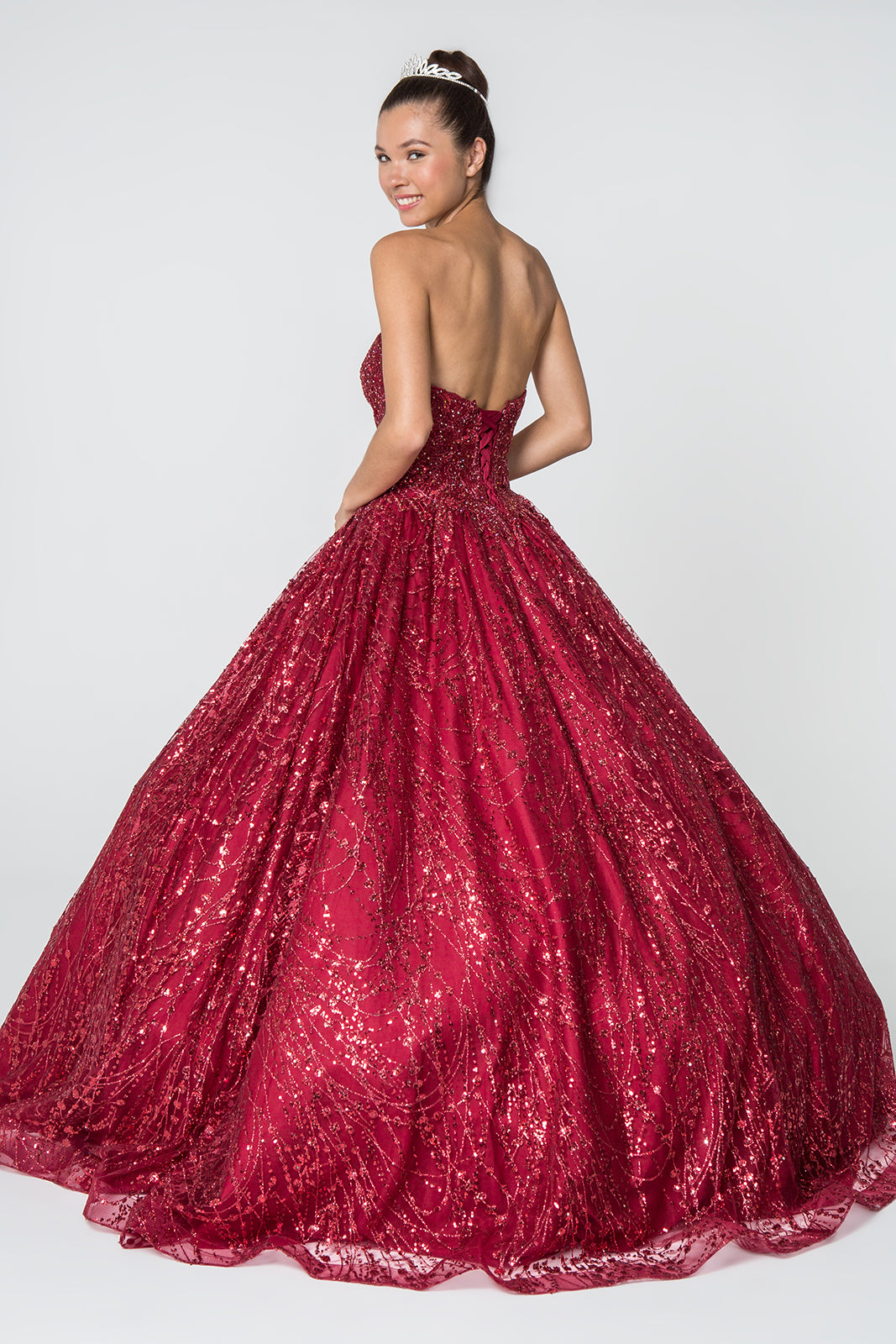 Elizabeth K - GL2804 - Embellished Glitter Sleeveless Quinceanera Dress