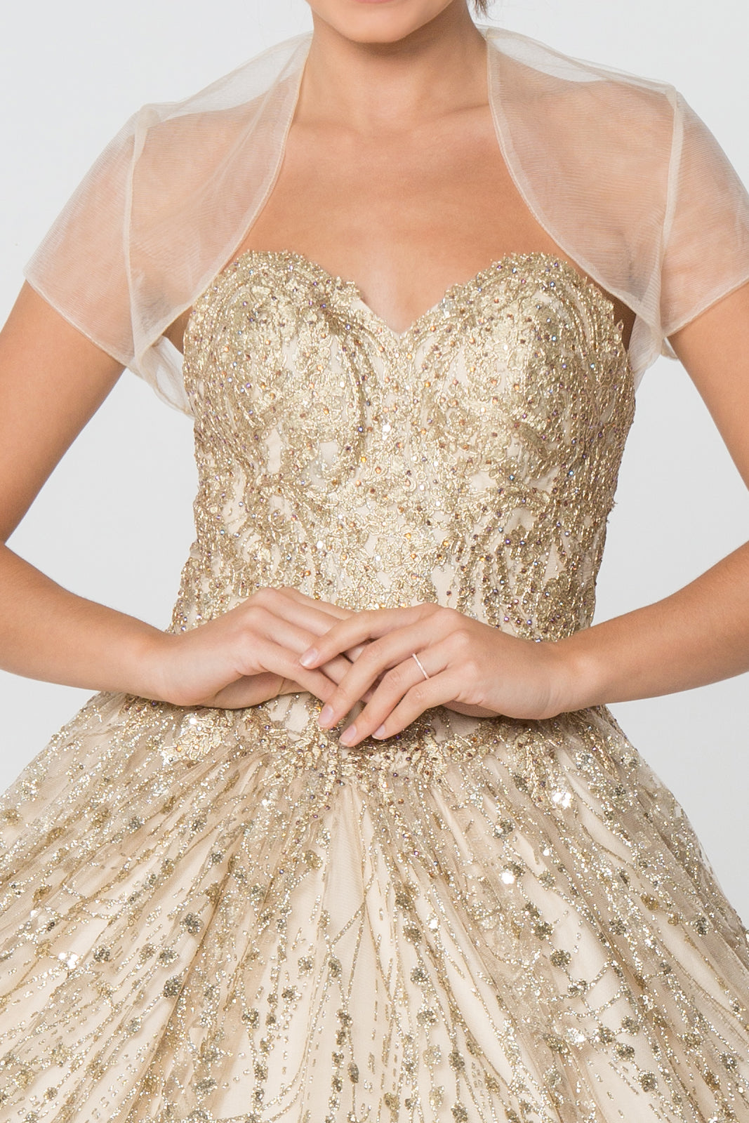Elizabeth K - GL2804 - Embellished Glitter Sleeveless Quinceanera Dress