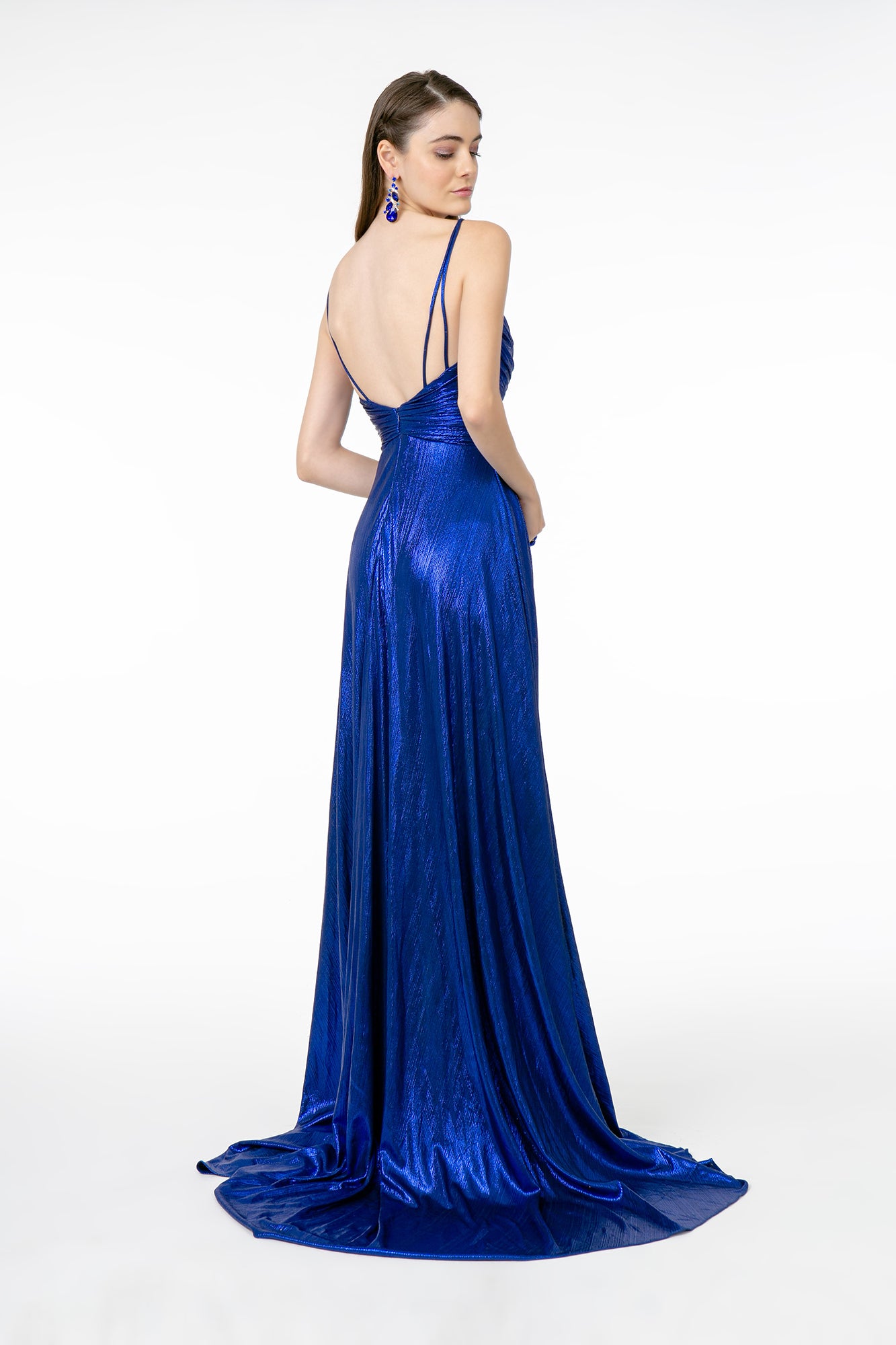 Elizabeth K - GL2927 - Lame Spaghetti Strap A-Line Dress