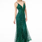 Elizabeth K - GL2938 - Mesh V-Neck Mermaid Dress