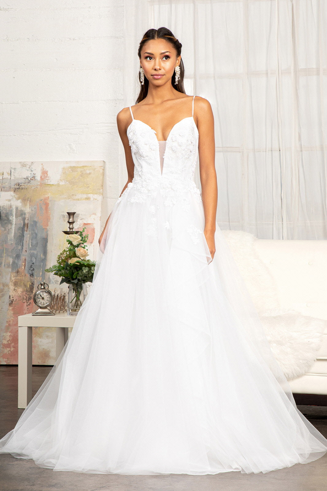 GL3013 GLS by Gloria - 3D Floral Applique Embellished Bridal Gown