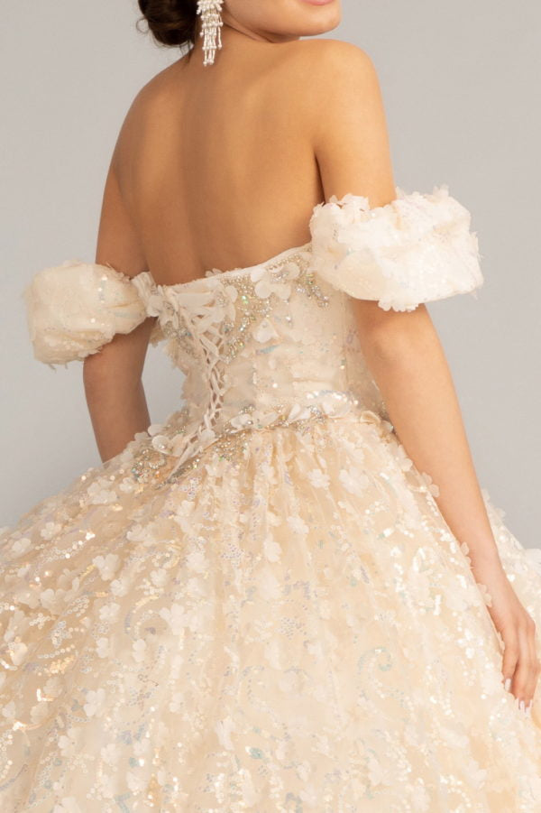 Elizabeth K - GL3019 - 3D Floral Jewel Embellished Sequin Sweetheart Quinceanera Dress